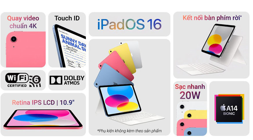 iPad Gen 10 (10.9 inch) 2022 64GB 5G + Wifi Chính Hãng Apple