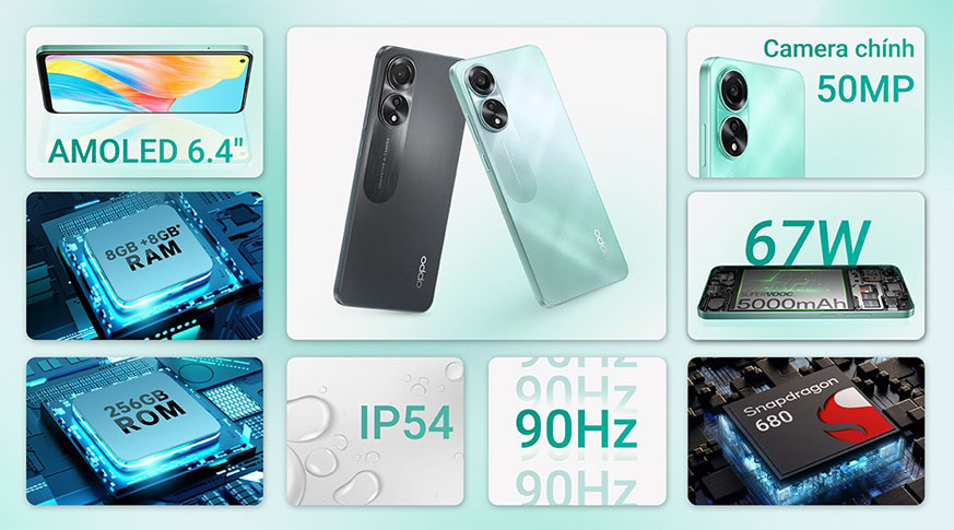 OPPO A78 4G (8GB | 256GB) Chính Hãng Chip Snapdragon 680