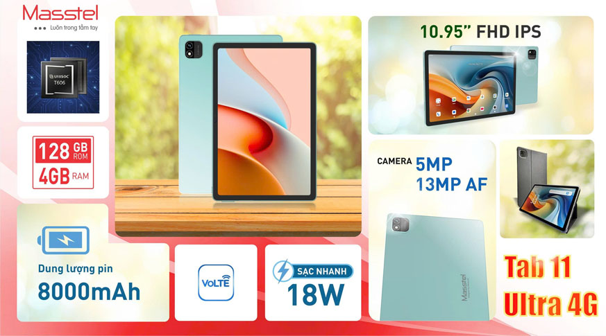 Máy Tính Bảng Masstel Tab 11 Ultra 4G (4GB | 128GB) Chính Hãng [CLONE]